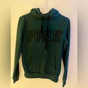 PINK pull over hoodie in forest green